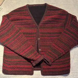 Vintage Style Red and Green Knit Cardigan